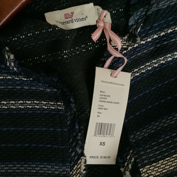 Vineyard Vines Women's Striped Woven Cotton Jacket Deep Bay Blue XS NWT $148 - Picture 6 of 7